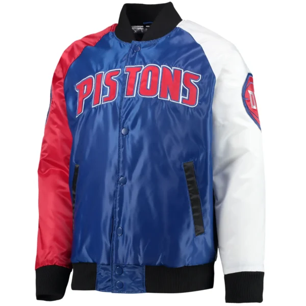 Detroit Pistons Tri-Color Remix Raglan Varsity Jacket