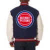 Detroit Pistons Two Tone Domestic Logo Wool Navy Blue Jacket 1