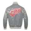 Detroit Red Wings Script Tail Grey Varsity Jacket 1