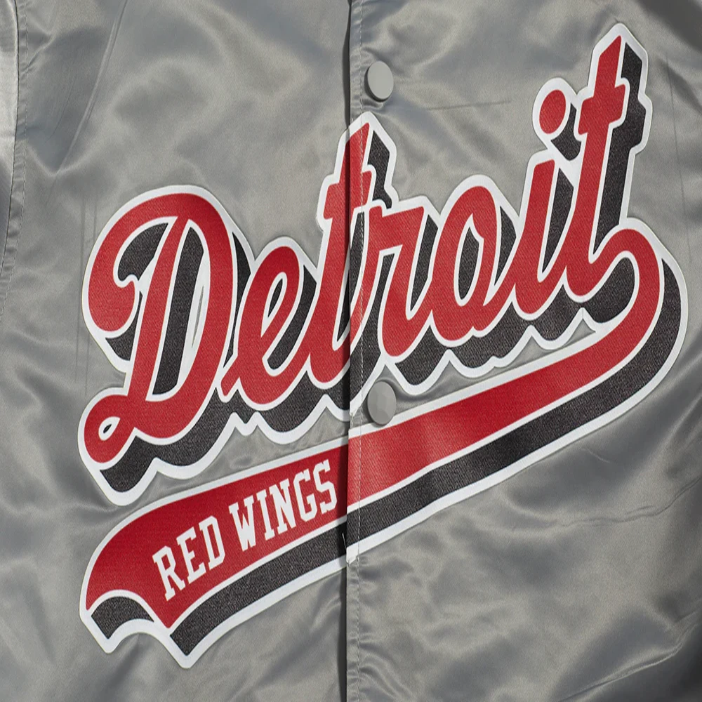Detroit Red Wings Script Tail Grey Varsity Jacket 4