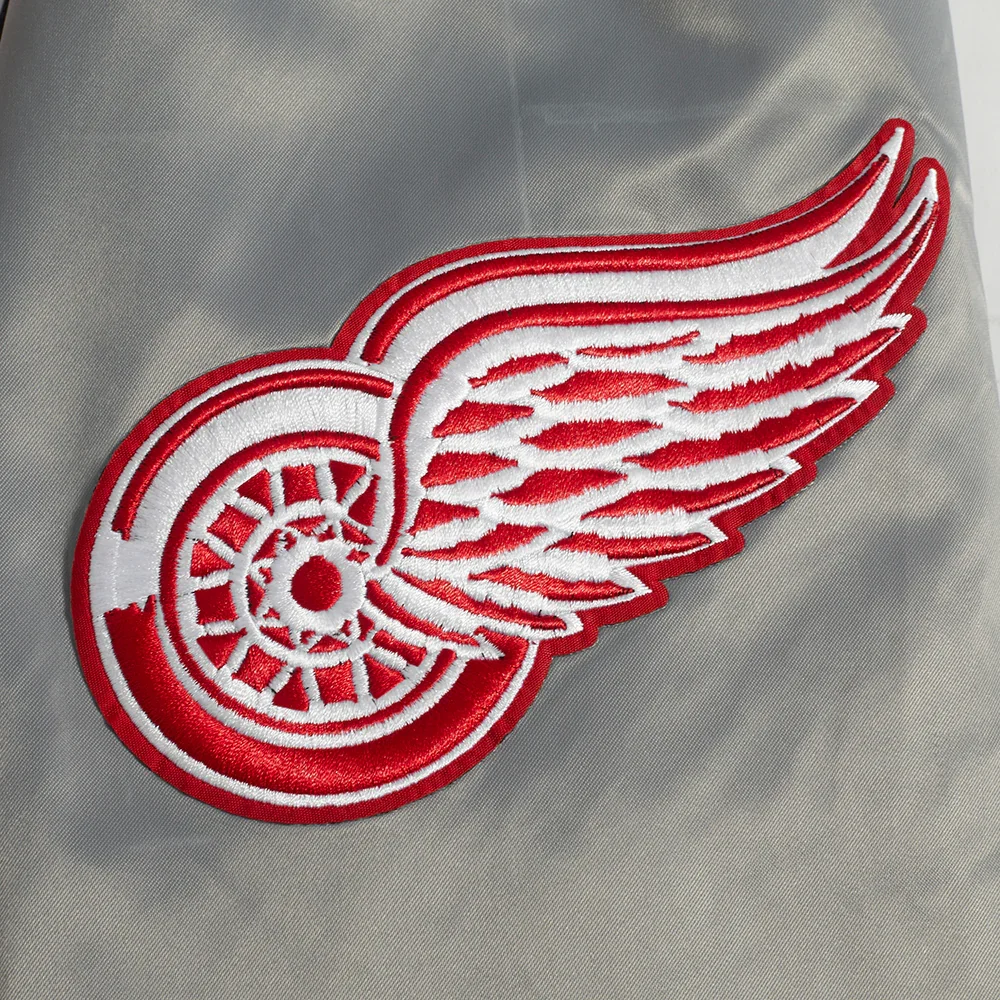 Detroit Red Wings Script Tail Grey Varsity Jacket 5