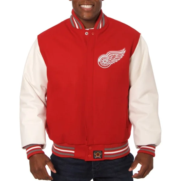 Detroit Red Wings Two Tone Red Wool Varsity Jacket