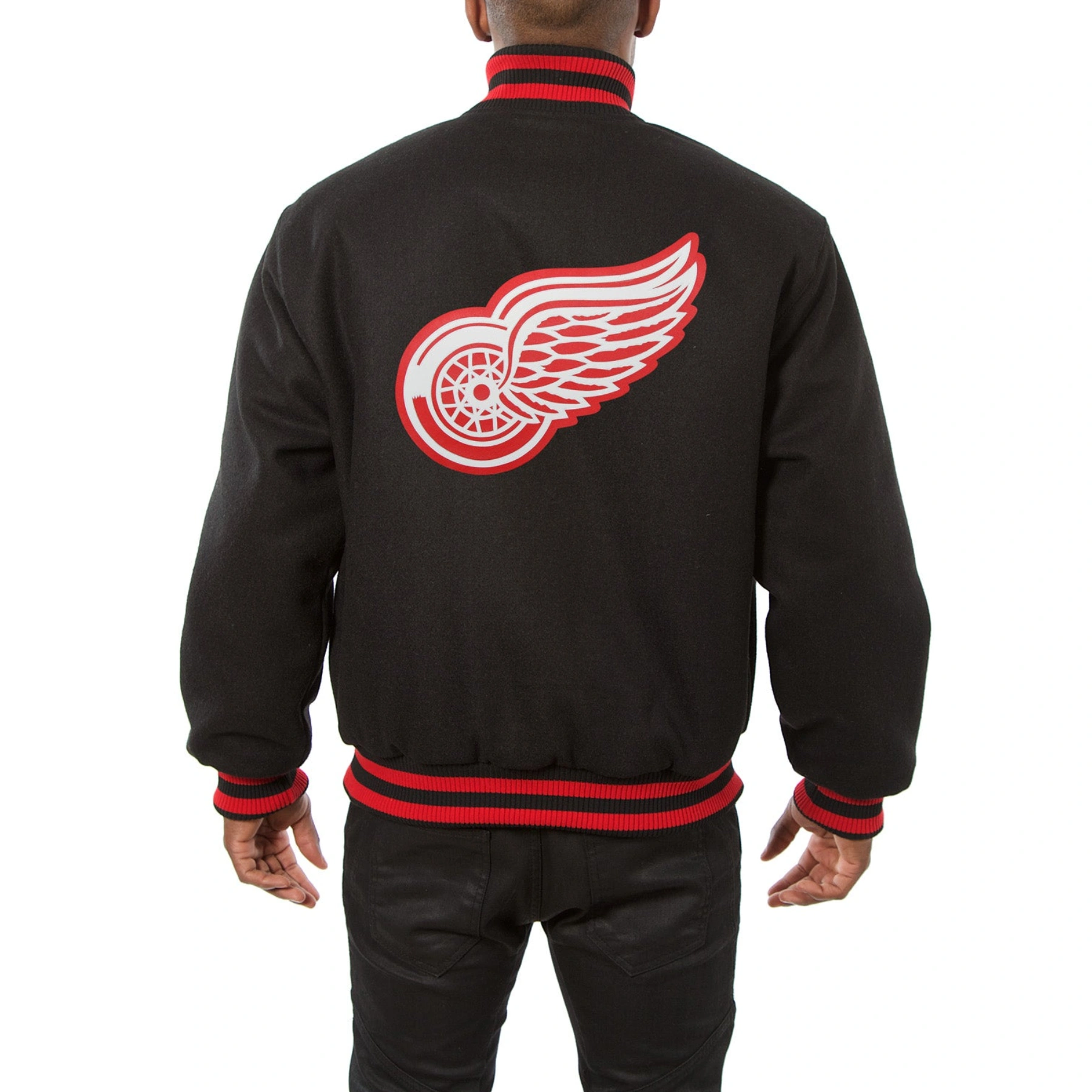 Detroit Red Wings Varsity Black Jacket 1