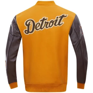 Detroit Tigers Classic Wool & Leather Varsity Jacket Brown & Tan 1
