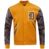 Detroit Tigers Classic Wool & Leather Varsity Jacket Brown & Tan