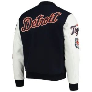 Detroit Tigers Classic Wool & Leather Varsity Jacket Navy & White 1