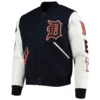 Detroit Tigers Classic Wool & Leather Varsity Jacket Navy & White