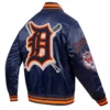 Detroit Tigers Mashup Full-Snap Satin Varsity Navy Jacket 3