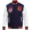 Detroit Tigers Men’s Retro Classic Rib Knitted Wool & Leather Varsity Jacket