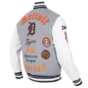 Detroit Tigers Old English GreyWhite Wool & Leather Varsity Jacket 3