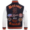Detroit Tigers Old English NavyWhite Wool & Leather Varsity Jacket 1
