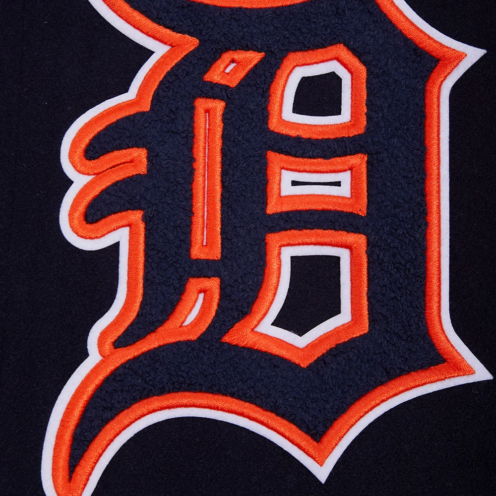 Detroit Tigers Old English NavyWhite Wool & Leather Varsity Jacket 4