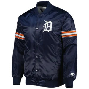 Detroit Tigers Pick & Roll Full-Snap Satin Varsity Jacket