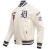 Detroit Tigers Retro Classic Full-Snap Satin Varsity Cream Jacket 2