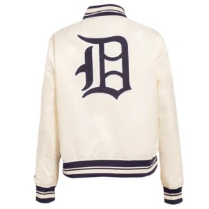 Detroit Tigers Retro Classic Women’s Full-Snap Satin Varsity Jacket 1
