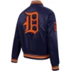 Detroit Tigers Retro Classic Women’s Full-Snap Satin Varsity Navy Jacket 1