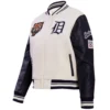 Detroit Tigers Retro Classic Women’s Wool & Leather Varsity Jacket Cream & Black 2