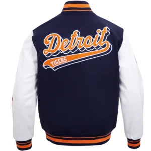 Detroit Tigers Script Tail Wool & Leather Varsity Jacket 1