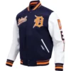 Detroit Tigers Script Tail Wool & Leather Varsity Jacket 2