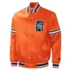 Detroit Tigers Slider Full-Snap Satin Varsity Orange Jacket