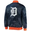 Detroit Tigers The Ambassador Full-Zip Satin Varsity Navy Jacket 1