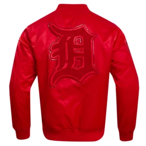 Detroit Tigers Triple Red Full-Snap Satin Varsity Jacket – Red 1