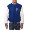 Detroit Tigers Two Tone BlueWhite Wool & Leather Varsity Jacket