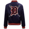 Detroit Tigers Women’s Mashup Rib Full-Snap Satin Varsity Jacket 1