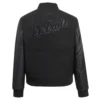 Detroit Tigers Women’s Triple Black Ribbed Knitted Wool & Leather Varsity Jacket 1