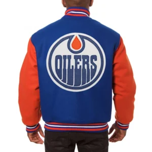 Edmonton Oilers Blue Varsity Jacket 1