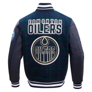 Edmonton Oilers Navy Blue Wool Varsity Jacket 1