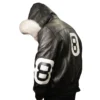 Eight Ball 80's Men's Old School Black and White Fur Hooded Leather Jacket
