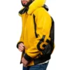 Eight Ball 80’s Men’s Old School Yellow and Black Fur Hooded Leather Jacket