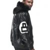 Eight Ball David Puddy Men's Black Bomber Hooded Leather Jacket