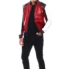 Eight Ball Men's 90s Moto Colrblock Red and Black Genuine Leather Jacket