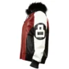Eight Ball Robert Phillipe Multi Color Bomber Fur Hooded Leather Jacket for Women's