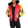 Eight Ball Robert Phillipe Multi Color Fur Hooded Leather Jacket for Men’s