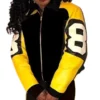 Eight Ball Salt N Pepa 90s Rap Hip Hop Women's Black and Yellow Bomber Polyester Jacket