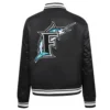 Florida Marlins Retro Classic Women’s Full-Snap Black Satin Varsity Jacket 2