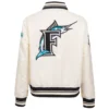 Florida Marlins Retro Classic Women’s Full-Snap Satin Varsity Cream Jacket 1