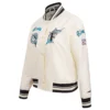 Florida Marlins Retro Classic Women’s Full-Snap Satin Varsity Cream Jacket 2