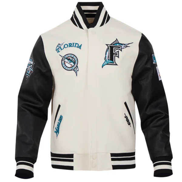 Florida Marlins Retro Classic Wool & Leather Varsity Jacket