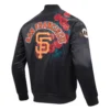 Francisco Giants Roses Black Satin Varsity Jacket 1