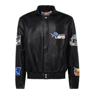 Full Black Detroit Lions Jeff Hamilton Leather Jacket