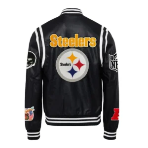 Full Black Pittsburgh Steelers Varsity Jacket 1
