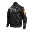 Golden State Warriors Black & Gold Full-Snap Satin Varsity Black Jacket 1