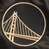 Golden State Warriors Black & Gold Full-Snap Satin Varsity Black Jacket 4