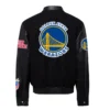 Golden State Warriors Black Wool & Leather Varsity Jacket 1
