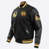 Golden State Warriors City Edition Black Wool & Leather Varsity Jacket 1