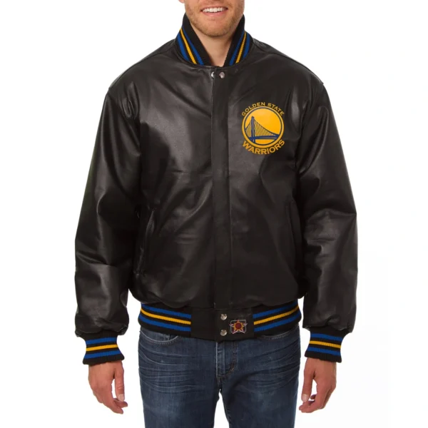 Golden State Warriors Full Leather Black Varsity Jacket